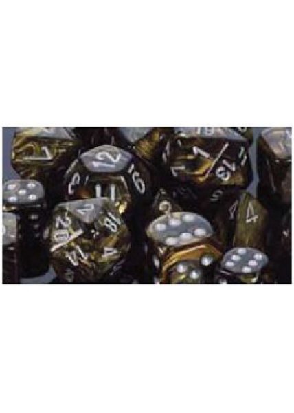 DICE D6: CHX27618 Leaf 16mm Black Gold Silver (12)