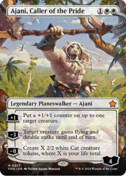 Ajani, Caller of the Pride (Borderless) - Foil