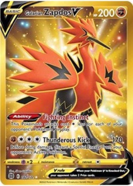 Galarian Zapdos V  182/172 - Holo