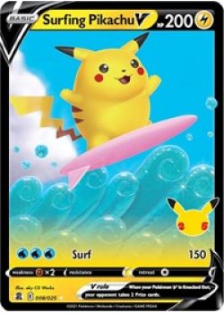 Surfing Pikachu V 008/025 - Holo