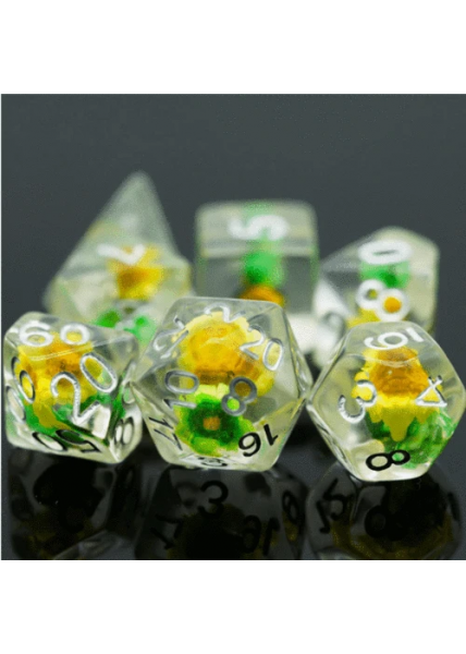 DICE 7-set: Green & Yellow Star Flower Set