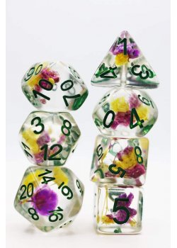 DICE 7-set: Purple & Yellow Flower Set