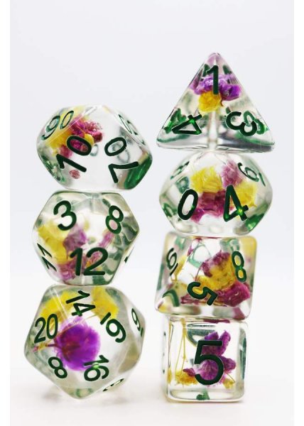 DICE 7-set: Purple & Yellow Flower Set