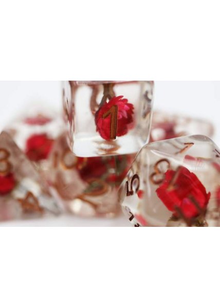 DICE 7-set: Red Flower w/ Green Leaf