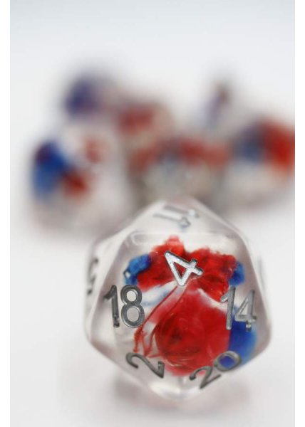 DICE 7-set: Red & Blue Flower