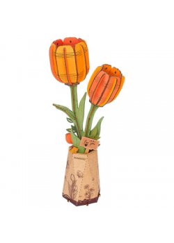 Rowood Wooden Bloom Craft: Orange Tulip