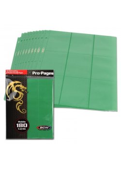 BCW Side Loading 18-Pocket Pro Pages – Green -oos