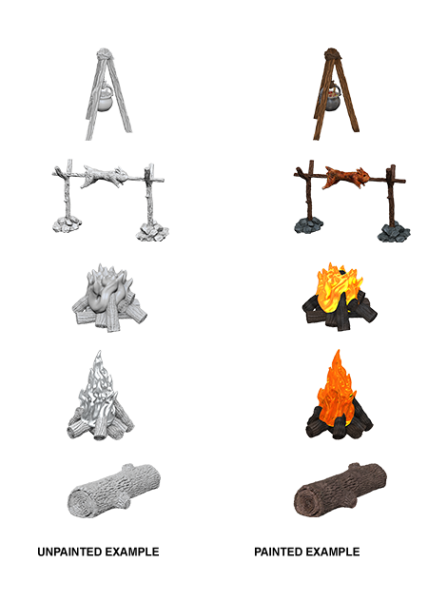 WizKids Deep Cuts Unpainted Miniatures: Camp Fire & Sitting Log 